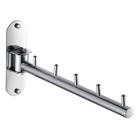 Perchero plegable de acero inoxidable para montaje en pared con brazo giratorio y ganchos plegables para dormitorio y baño. (1/5)