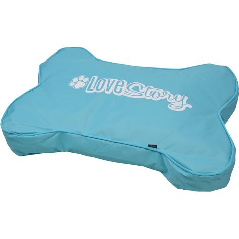 Coussin déhoussable pour chien en forme d'os 100 x 70 x 15 cm Bleu