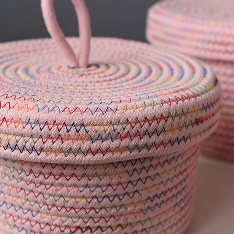 Panier de rangement, panier en coton doux, joli panier décoratif multifonctionnel pour chambre, bureau, salon (1/5)