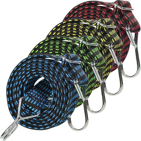 4 Elastic Bungees with Hooks 1 m Adjustable Elastic Bungee Cord (1/5)