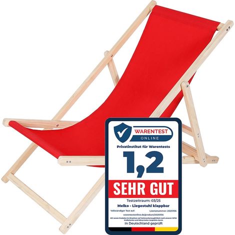 Melko Gartenliege Rot Liegestuhl Holz Campingliege Strandliege Sonnenliege Liege