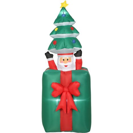 Décoration gonflable de Noël avec LED, Père Noël en polyester rouge et vert pour intérieur et extérieur (1/5)