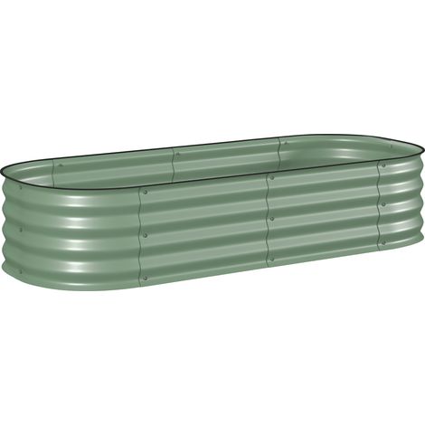 Jardinière surélevée carrée en acier modulable pour potager, légumes, plantes et fleurs, dimensions 150 x 62 x 30 cm, couleur verte (1/5)