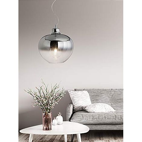 Suspension BOWL en Verre Fumé et Miroité, Douille E27 Max 60W, Design Moderne et Élégant pour Intérieurs de Qualité - Marque Perenz Design Chic