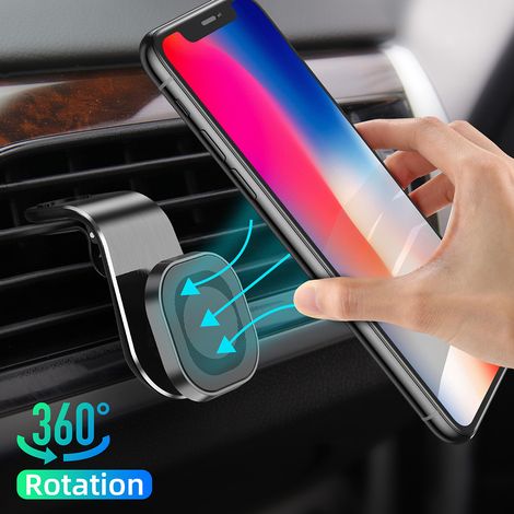 Support téléphonique voiture aimant rotatif 360° pour grille d'aération, support magnétique GPS portable, fixation solide pour smartphone, support ventilation universel (1/5)