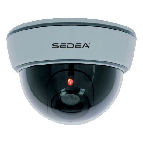Caméra factice dôme blanche – LED rouge clignotante – Fixation murale facile – Résistante aux intempéries IP44 – Sedea