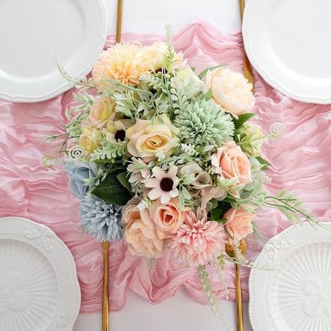 Runner da tavola 90 x 300 cm, in garza semitrasparente, decorazione per feste, celebrazioni, matrimoni, festività, addii al nubilato, compleanni (1/5)