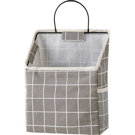 Sac De Rangement Murale En Lin Coton Avec Poches - Cadre Métallique Rigide - Pour Salle De Bain Cuisine Chambre - 1 Pièce