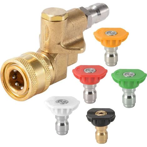 Water Gun Conversion Head for High Pressure Cleaning Machine 360 ​​Degree Adjustable Accessories 1/4 Cleaning Connector (0 Degree, 15 Degree, 25 Degree, 40 Degree, 65 Degree) (1/5)