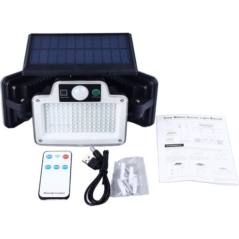 Solar-Wandleuchte mit Bewegungsmelder, 3 Modi, 3 Leuchtenköpfe