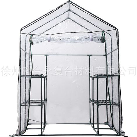 Housse transparente de rechange imperméable serre double grand compartiment dimensions 143 143 195 végétaux variés (1/3)