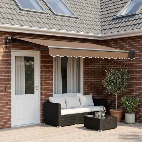 Teenpull – Ausziehbare Markise Taupe 450 x 300 cm Stoff und Aluminium (1/5)