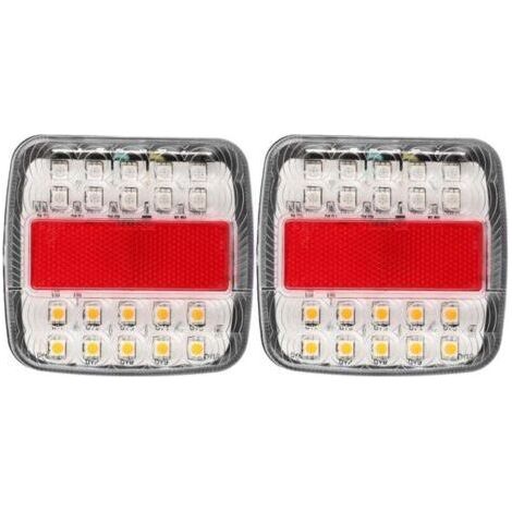 2 pièces 12V/24V 20LED feux arrière Double couleurs pour camion remorque (couvercle de lampe blanc) (1/4)