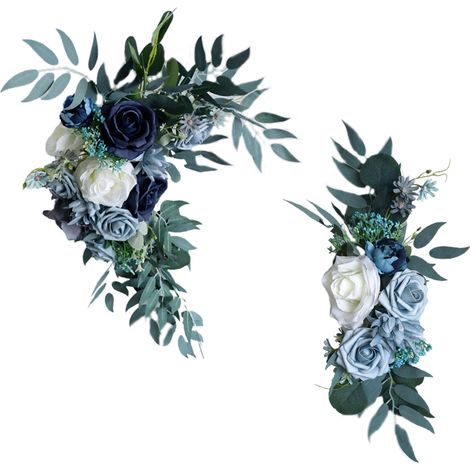 Ensemble de 2 guirlandes de roses artificielles (65 x 40 cm et 45 x 20 cm) pour arche florale, idéal pour un mariage ou une décoration intérieure. (1/2)