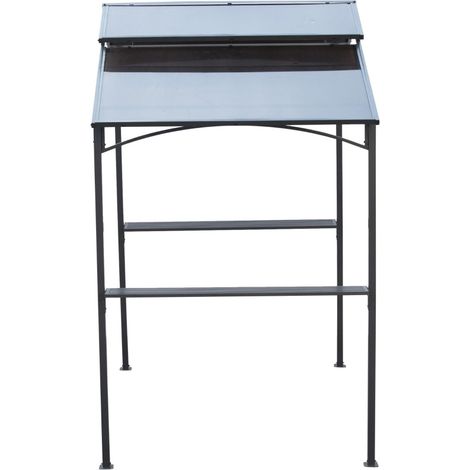 Pavillon barbecue avec toit de protection anti-flammes, 2 étagères latérales, structure acier, 240 x 150 x 250 cm, noir et marron  CHICFURN (1/5)