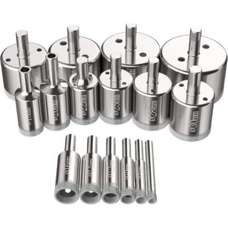 16-teiliges Lochsägen-Set, 6-50 mm Diamantbohrer, Glasbohrwerkzeuge, Lochsägen-Set für Kohlenstoffstahl, Glas, Keramik, Porzellan, Fliesen, Marmor.