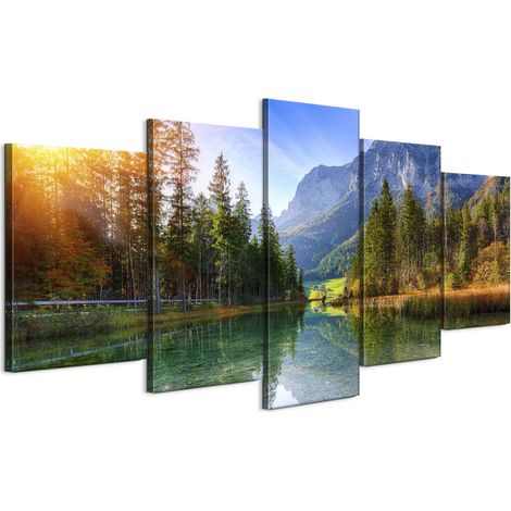 Tableau sur toile italienne 100 x 50 cm pentaptyque - style moderne - nature Tableau sur toile italienne 200 x 100 cm pentaptyque - style moderne - nature