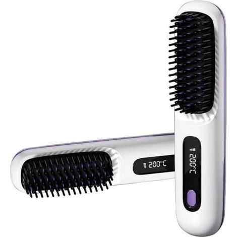 2026 Brosse Chauffante Pour Cheveux Courts,2 En 1 Peigne Sans Fil Rechargeable,3 Réglages De Température, Chauffage Rapide(L008) (1/5)