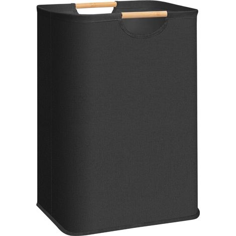 Panier à linge pliable – Avec poignées – Noir – Pour chambres, salles de bains et enfants