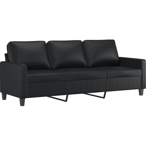 Sofá de 3 plazas de cuero sintético negro 180 cm vidaXL