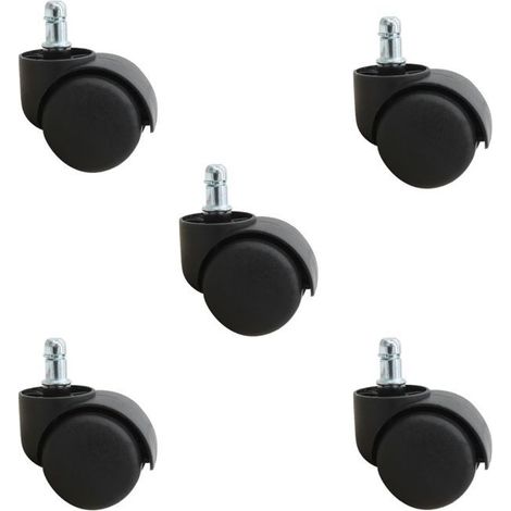 KLVGTIFS PULot de 5 roulettes pivotantes pour tabouret ou chaise de bureau - Noir - Vivezen (1/4)
