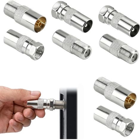 Kit de 8 connecteurs coaxiaux de Type F, Adaptateur pour antenne Satellite et Jeu de fiches pour câbles coaxiaux RG6 et câbles d'antenne (1/5)