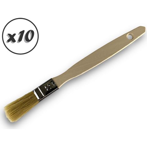 Lot de 10 pinceaux queue de morue Soie blanche Largeur 20 mm Epaisseur simple tous types de travaux Peinture huile acrylique colle lasure teinture apprêt résine Kibros 32020bx10