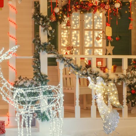 Décoration lumineuse ange en acrylique blanc pour jardin, villa, sapin de Noël, ornement lumineux extérieur, cadeau de fête. (1/5)