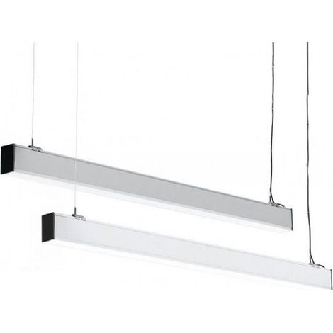 TRADE SHOP - Plafoniera 40w 120cm Con Cavi Sospensione Alluminio Silver Illuminazione Luce 4000k 00657 -