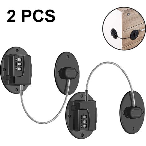 Juego de 2 cerraduras para refrigerador: cerradura de combinación de alta resistencia, cerradura de seguridad para niños para armarios, roperos y cajones.