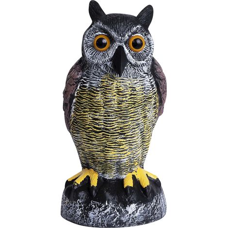 Leurres de Hibou pour effrayer Les Oiseaux Hiboux en Plastique pour effrayer Les Oiseaux Statue de Hibou pour Jardin et extérieur (1/5)