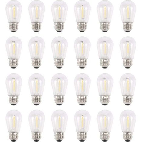 Paquet de 24 Ampoules LED S14 3V Extérieures Solaires Incassables Blanc Chaud