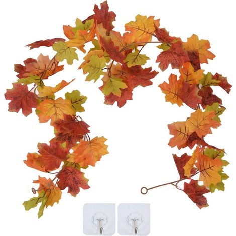 Garland of maple artificial decorative, sheet d'automne, decoration for Thanksgiving Halloween, fausse vigne, double rotin, Type Has (1/5)