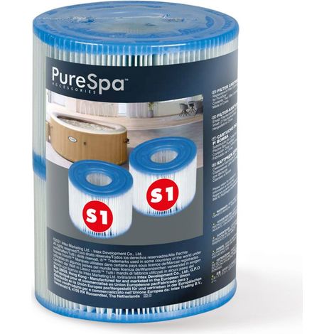 Intex 29001 2 cartucce PureSpa modello S1 per sistemi filtrazione idromassaggio Bubble Spa e Jet Spa