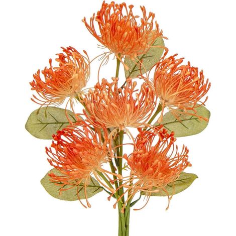 Kunstblumen Chrysanthemen 6er Stiel Garten Party Büro Orange 30cm (1/5)
