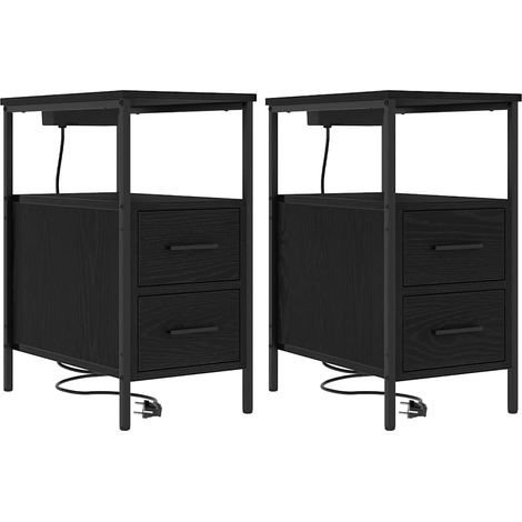 Maison Exclusive - Nachttisch 2 pcs Schwarz Eichen-Optik 30 x 48