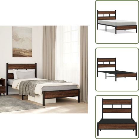 The Living Store Estructura de cama sin colchón madera marrón roble 100x190 cm - Cama sin colchón