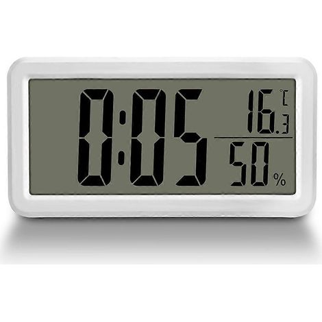 Horloge murale LED, réveil numérique de 15 cm - avec affichage de la température et de l'humidité intérieures, fixation murale, avec support pliable. (1/5)