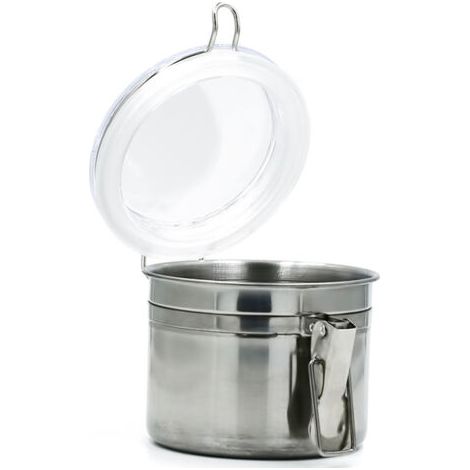 Bocaux de conservation des aliments en acier inoxydable pour la cuisine - avec couvercles transparents et fermetures (1/5)