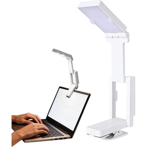 Lampe de bureau - Réglable - Pliable et portable - Lampe de lecture - Idéale pour la lecture - Veilleuse, convient aux tables de chevet, chambres, chambres d'étudiants, écoles, etc., blanche (1/5)