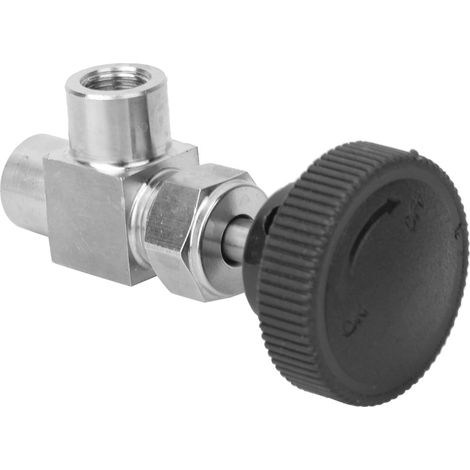 Vanne à aiguille à filetage femelle BSPP, vanne d'arrêt coudée en acier inoxydable 304 pour eau, gaz, fioul et carburant 1/8 (1/3)
