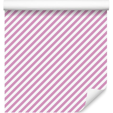 Papier peint à rayures, fond rose poudré, centre rose poudré, 50 x 1000 cm (1/5)