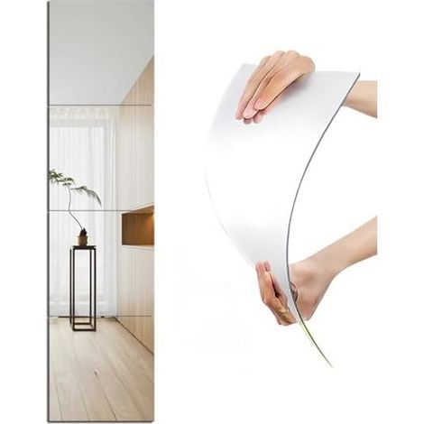 Autocollants miroir acrylique pour murs, 35 x 35 cm, miroirs muraux incassables, miroirs adhésifs, maquillage, maison, entraînement, salle de sport, couloir, carrelage (1/5)