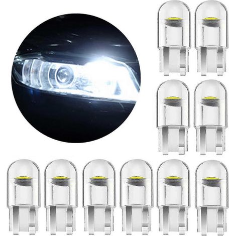 Ampoule LED de signalisation 194, lampe de lecture pour voiture T10 W5w, plafonnier, lampe de plaque d'immatriculation, lot de 10 (couleur : blanc)