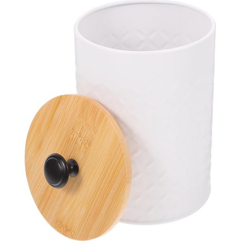 Boîte hermétique en bambou avec couvercle, blanche, pour le rangement de la maison dans la cuisine et sur le plan de travail.-AquaForge (1/5)