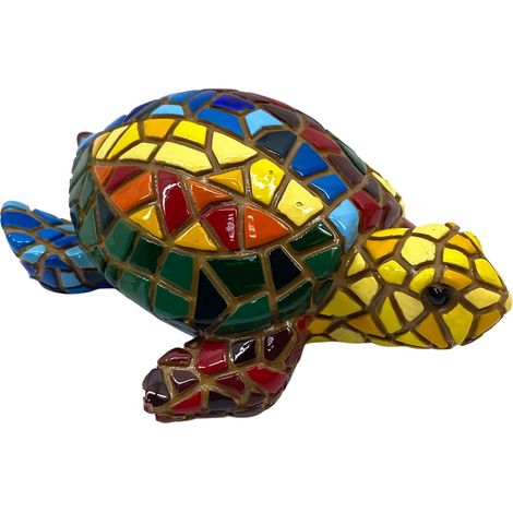 Bunte Schildkrötenfigur L aus Harzmosaik zur Dekoration