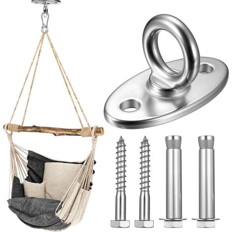 Stainless Steel Eyelets, M8 Stainless Steel Eye Plate, Eyelets, Ceiling Hooks Wall Mount for Mounting Swing Chair Punch Bag Yoga Hammock (500 kg) (1/5)