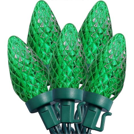 Guirlande lumineuse de Noël C9 Heilwiy, 25 LED, 3,65 m (12 pi), à facettes, connectable, qualité commerciale, usage intérieur et extérieur, 120 V, homologuée UL