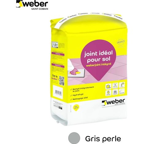 Weber Saint-Gobain Joint carrelage hydrofugé, 5kg, Gris Perle, idéal pour sol et carreaux rectifiés, Weberjoint intégral, de largeur de 2 à 20 mm