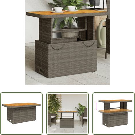 Gartentisch grau - Gartentisch Grau 90x55x71 cm Poly Rattan und Akazienholz (1/5)